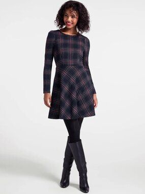 Modcloth Navy & Red Plaid Dress